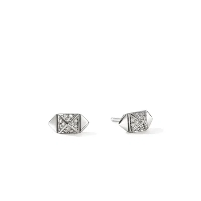 John Hardy Icon Stud Earrings, Sterling Silver, Diamonds, 5mm In Red