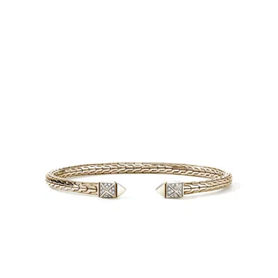 John Hardy Icon Stud Flex Cuff, Gold, Diamonds