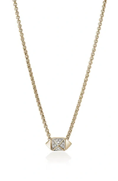 John Hardy Icon Stud Pavé Diamond Pendant Necklace In Gold