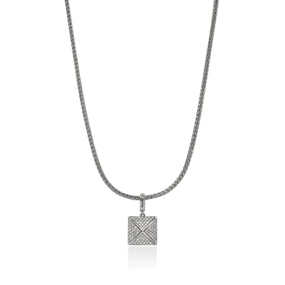 John Hardy Icon Stud Pendant Necklace, Sterling Silver, Diamonds, 2.5mm In White
