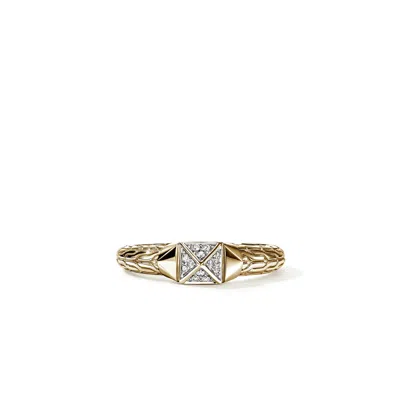 John Hardy Icon Stud Ring, Gold,diamonds,  5mm In White