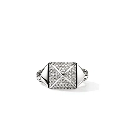 John Hardy Icon Stud Ring, Sterling Silver, Diamonds, 11.5mm In White