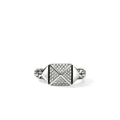 John Hardy Icon Stud Ring, Sterling Silver, Diamonds,  9mm In White