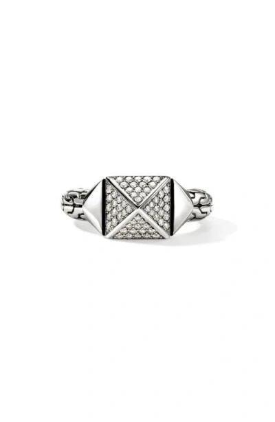 John Hardy Icon Stud Ring With Pavé Diamonds In Metallic