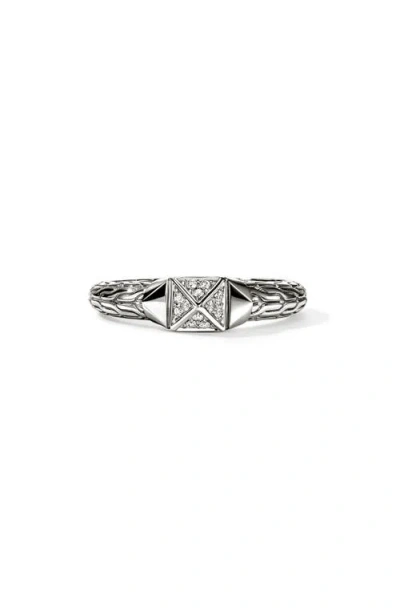 John Hardy Icon Stud Ring With Pavé Diamonds In Metallic