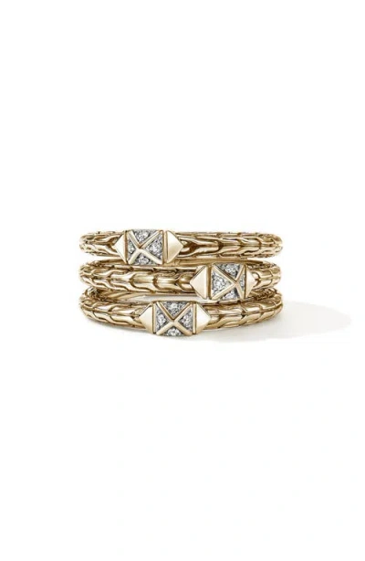 John Hardy Icon Stud Triple Row Ring In Gold