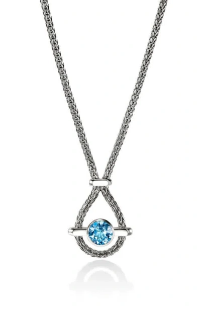 John Hardy Icon Swiss Blue Topaz Pendant Necklace In Silver