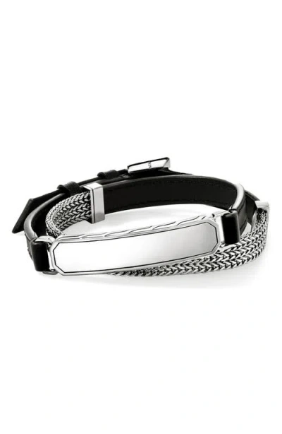 John Hardy Id Wrap, Sterling Silver, Leather, 9mm In Silver/black