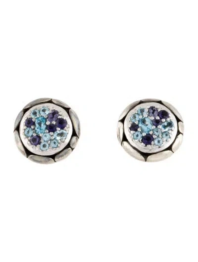 Pre-owned John Hardy Iolite & Topaz Kali Lavafire Studs In Multi
