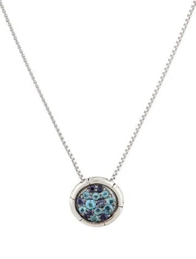 Pre-owned John Hardy Iolite & Topazbamboo Round Pendant Necklace, 18" In Multi