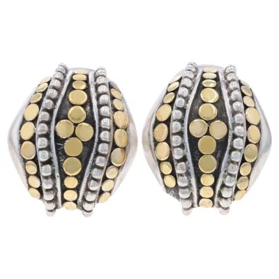 Pre-owned John Hardy Jaisalmer Large Stud Earrings - Sterling 925 Yellow Gold 18k Pierced