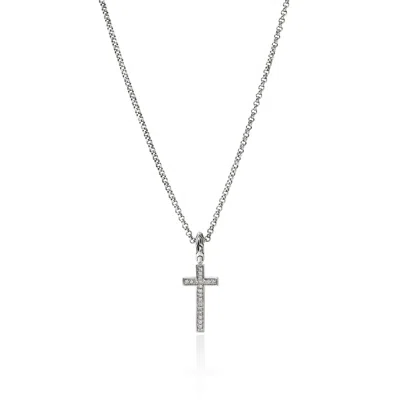 John Hardy Jh Essential Cross Necklace, Sterling Silver, Diamonds