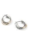 John Hardy Jh Essential Crossover Hoop Earring, Gold, Sterling Silver, 9.5mm In Multi