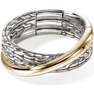 JOHN HARDY JOHN HARDY JH ESSENTIAL CROSSOVER RING, GOLD, STERLING SILVER