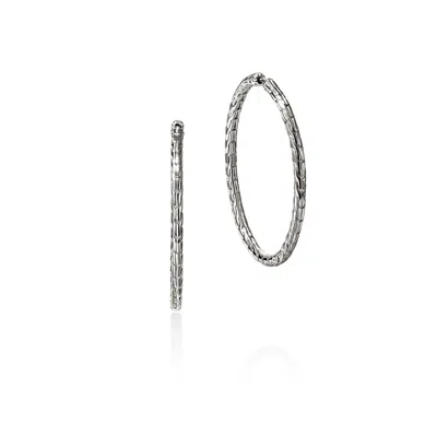 John Hardy Jh Essential Flex Hoop Earrings, Sterling Silver, 39mm