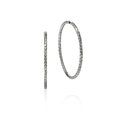John Hardy Jh Essential Flex Hoop Earrings, Sterling Silver, 50mm