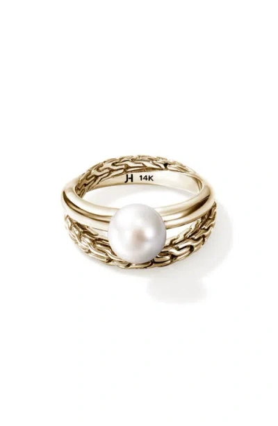 John Hardy Jh Essential Pearl Ring In 14k Gold/pearl