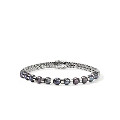 John Hardy Jh Essential Grey Pearl Bracelet In Sterling Silver