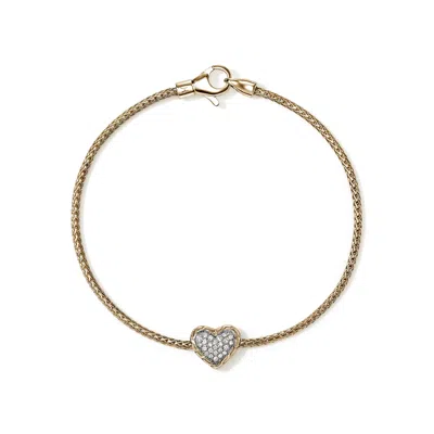 John Hardy Jh Essential Heart Bracelet, Gold, Diamonds, 1.8mm
