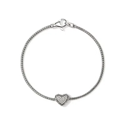 John Hardy Jh Essential Heart Bracelet, Sterling Silver, Diamonds, 1.8mm
