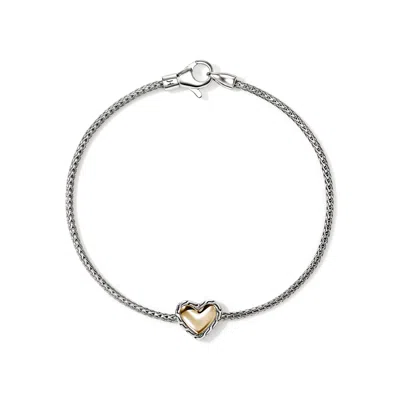 John Hardy Jh Essential Heart Bracelet, Sterling Silver, Gold, 1.8mm