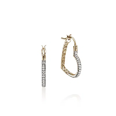 John Hardy Jh Essential Heart Hoop Earrings, Gold, Diamonds, 21mm