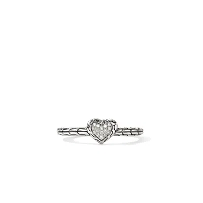 John Hardy Jh Essential Heart Ring, Sterling Silver, Diamonds