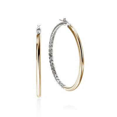 John Hardy Jh Essentials Hoop Earrings, Gold, Sterling Silver, 49.5mm