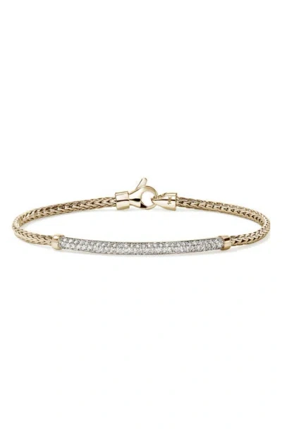 John Hardy Jh Essential Pavé Bracelet, Gold, Diamonds, 2.5mm
