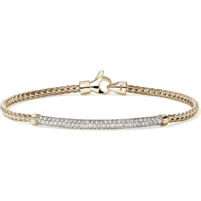 John Hardy Jh Essential Pavé Bracelet, 2.5mm In Gold/diamond