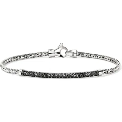 John Hardy Jh Essential Pavé Bracelet, Sterling Silver, Gemstones, 2.5mm In Silver/black