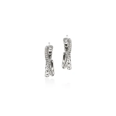 John Hardy Jh Essential Pavé Crossover Earring, 20.5mm In Blue