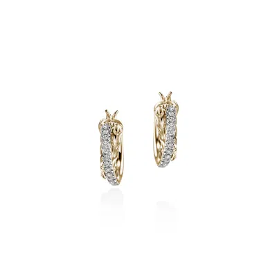 John Hardy Jh Essential Pavé Crossover Hoop Earring, 9.5mm In Gold
