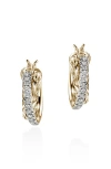 John Hardy 14kt Yellow Gold Jh Essential Crossover Diamond Hoop Earrings In Gold
