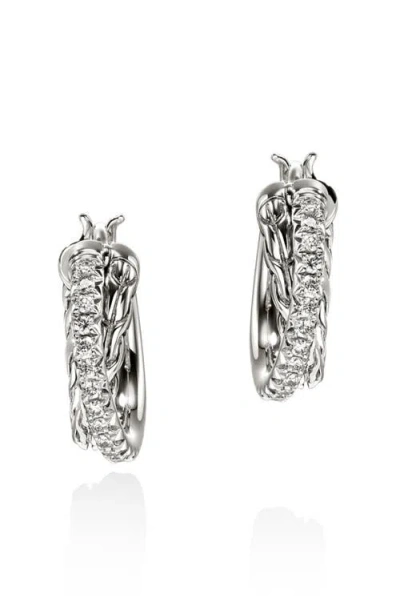 John Hardy Jh Essential Diamond Hoop Earrings In Silver
