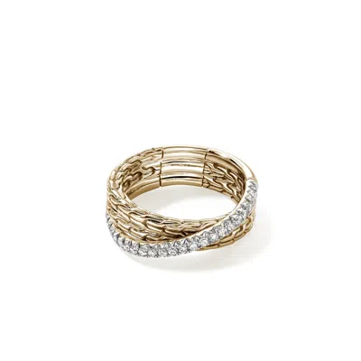 John Hardy 14kt Yellow Gold Jh Essential Crossover Diamond Ring