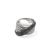 John Hardy Sterling Silver Jh Essentials Black Sapphire Pave Crossover Statement Ring In Sterling Silver
