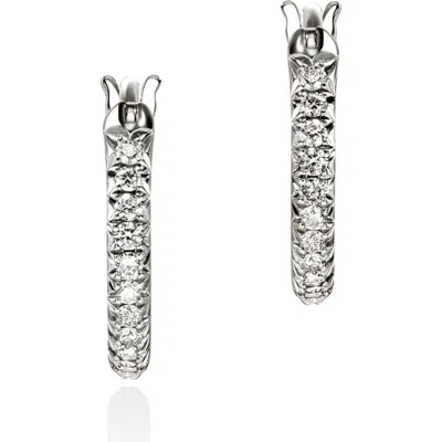John Hardy Jh Essentials Pavé Hoop Earrings, Sterling Silver, Diamonds, 13mm