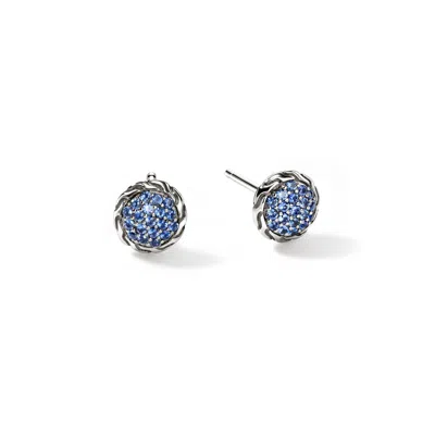 John Hardy Jh Essential Pavé Stud Earring, Sterling Silver, Gemstones, 7mm