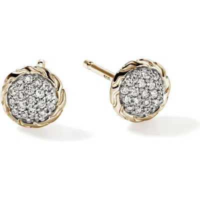 John Hardy Jh Essential Pavé Stud Earring, Gold, Diamonds In Gold1