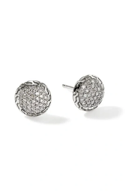 John Hardy Sterling Silver Jh Essentials Diamond Pave Frame Stud Earrings