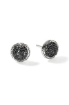John Hardy Sterling Silver Jh Essentials Black Sapphire Pave Framed Stud Earrings In Silver