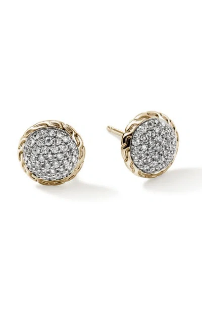 John Hardy 14k Yellow Gold Jh Essentials Diamond Pave Stud Earrings