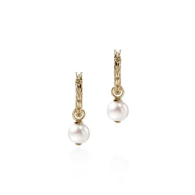 John Hardy 14kt Yellow Gold Jh Essential Pearl Hoop Earrings