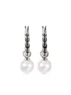 John Hardy Sterling Silver Jh Essentials Freshwater Pearl Hoop Earrings In Silver
