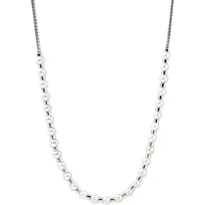John Hardy Jh Essential Pearl Necklace, Sterling Silver, 2.5mm In Silver/pearl