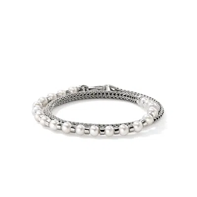 John Hardy Jh Essential Pearl Wrap Bracelet In Sterling Silver