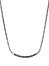 John Hardy Sterling Silver Jh Essentials Black Sapphire Pave Curved Bar Necklace, 16-18 In Silver