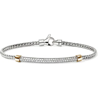 John Hardy Jh Essentials 14k Gold Bracelet In Silver And Gold White Diamond