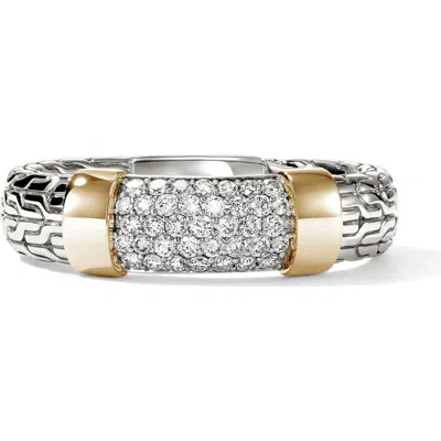 John Hardy Jh Essentials 14k Gold Ring In Silver And Gold White Diamond